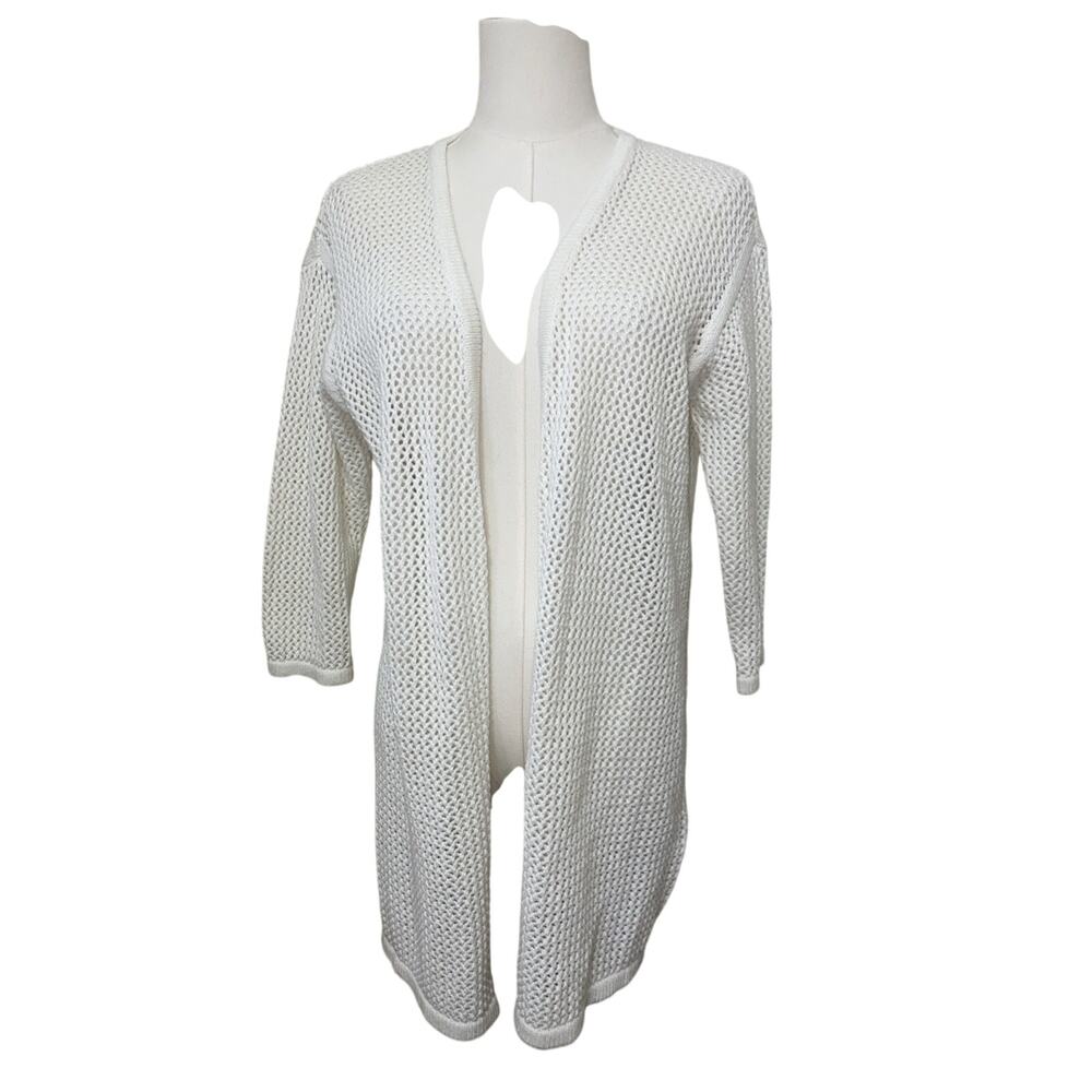 MARINE LAYER Remy Long Open Front Knit Cardigan Cream SZ XS/SM